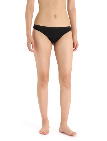 Women's Icebreaker Merino Siren Thong Underwear Black | CA 1243XYUF